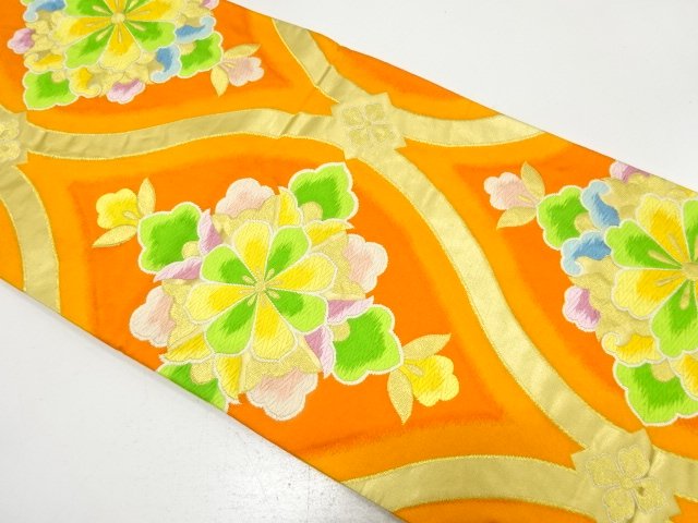 Antique Tachiwaku Niwaku Hana-Mon Woven Fukuro obi (Wearable)